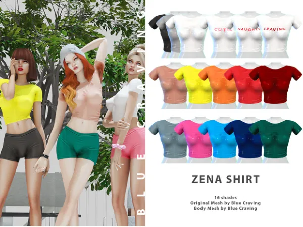Alpha Zena tight shirt by bluecraving - The Sims 4 Custom Content