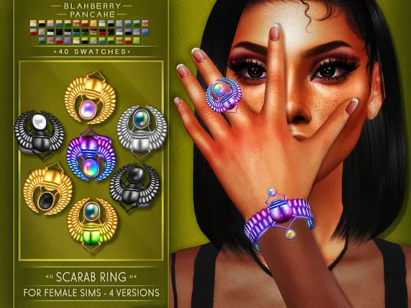 Alpha Blahberry Pancake Scarab Ring (F) by blahberry-pancake - The Sims 4 Custom Content