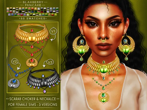 Alpha Blahberry Pancake Scarab Choker Necklace (F) - The Sims 4 Custom Content
