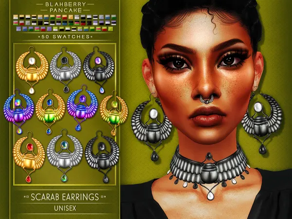 Alpha Blahberry Pancake Scarab Earrings (U) by blahberry-pancake - The Sims 4 Custom Content