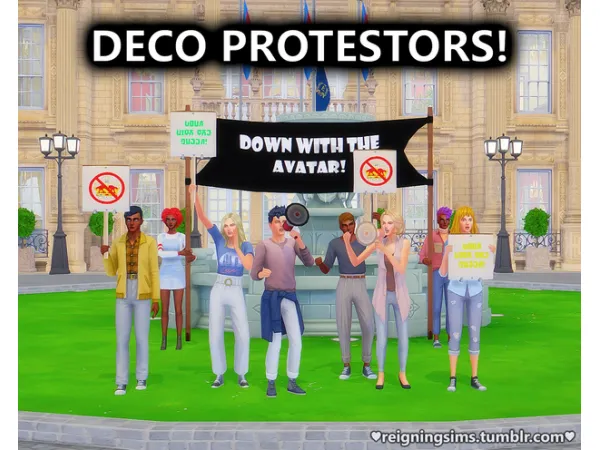 Maxis Match Deco Protestors by simsfinds - The Sims 4 Custom Content