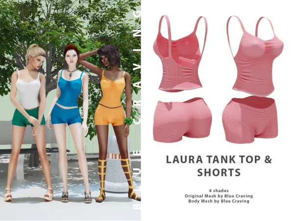 Alpha Laura Tank Top Shorts by Blue Craving - The Sims 4 Custom Content