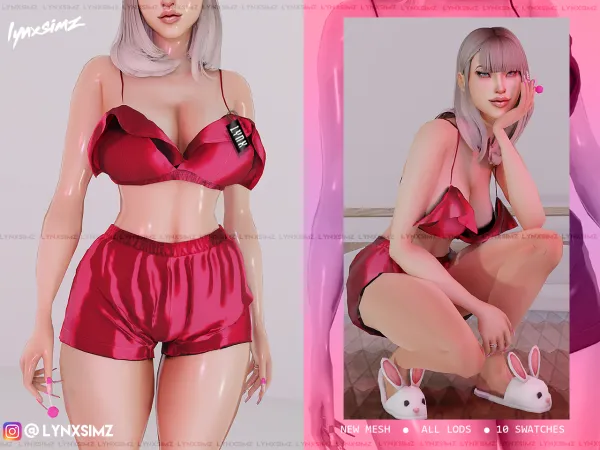 Alpha LYNXSIMZ_Satin Lounge Outfit - The Sims 4 Custom Content