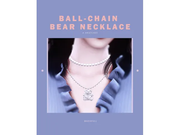Alpha BED_TS4 FM Ball chain bear necklace by BED MUSAE - The Sims 4 Custom Content