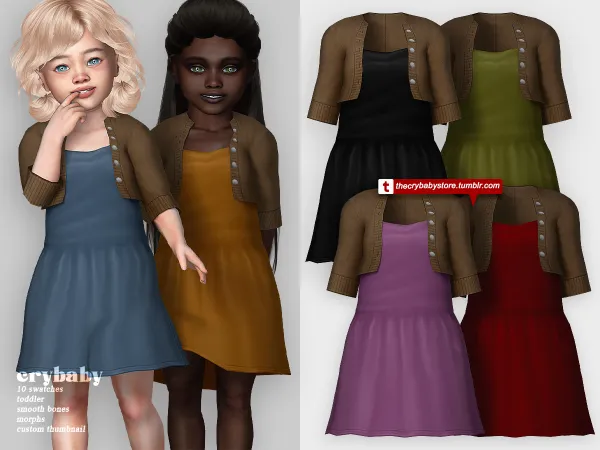 Alpha crybaby spring slumber dress with cardigan toddler - The Sims 4 Custom Content