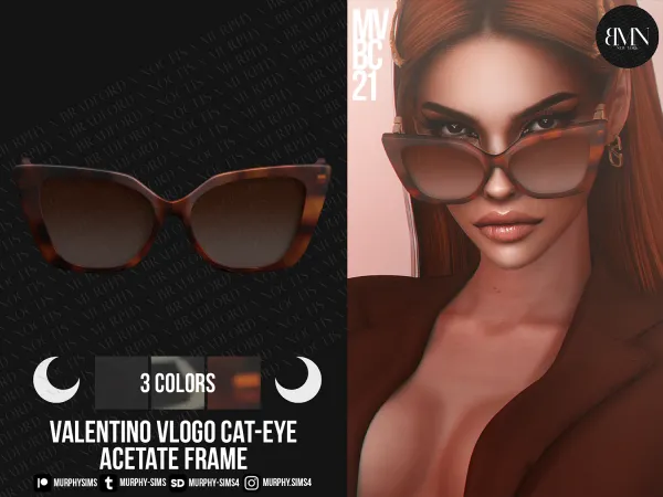 Alpha Valentino VLogo Cat Eye Acetate Frame - The Sims 4 Custom Content