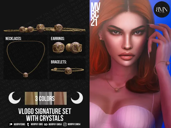 Alpha Valentino VLogo Signature Set with Crystals - The Sims 4 Custom Content