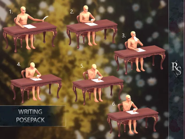 Mix Writing Posepack by Revolution Sims - The Sims 4 Custom Content