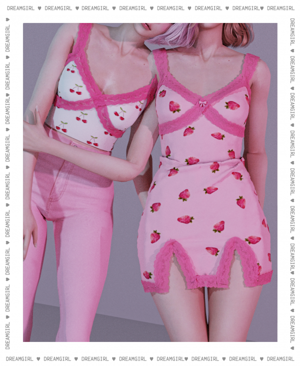 Alpha LACY CROSS TANK LACY CROSS DRESS by dreamgirl - The Sims 4 Custom Content