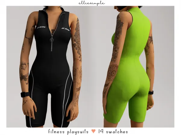 Alpha Elliesimple Fitness Playsuits - The Sims 4 Custom Content