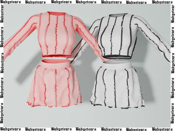 Alpha Contrast Stich Top and Skirt - The Sims 4 Custom Content