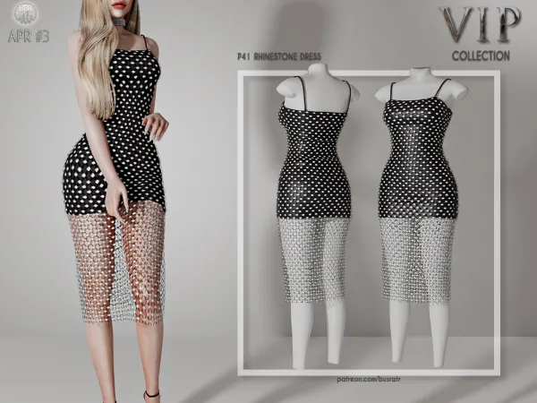 Alpha RHINESTONE DRESS P41 tr by busra - The Sims 4 Custom Content