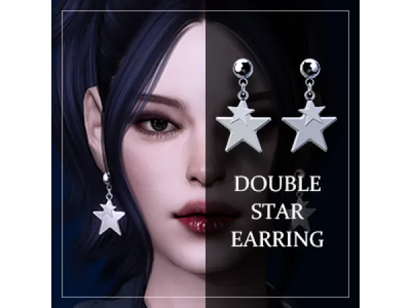 Alpha [Silverstar] Double star earrings - The Sims 4 Custom Content