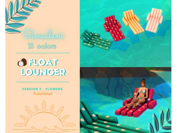 Maxis Match Float Lounger V2 Flowers by Simsulani - The Sims 4 Custom Content