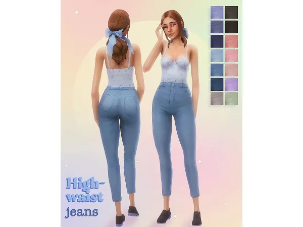 Maxis Match High waist jeans by simsfinds - The Sims 4 Custom Content
