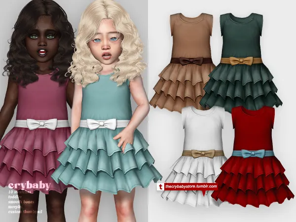 Alpha crybaby ruffle truffle dress toddler by crybaby - The Sims 4 Custom Content