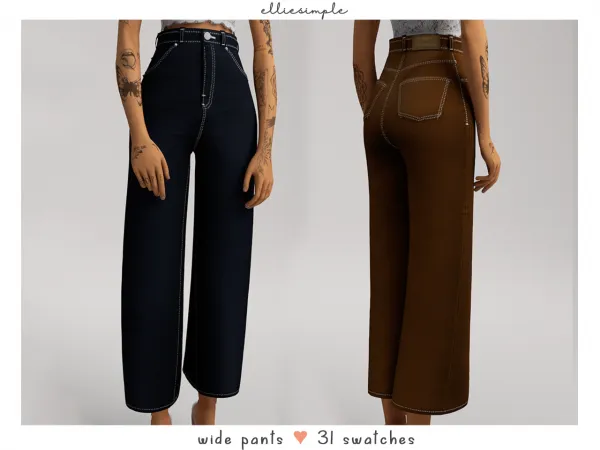 Alpha Elliesimple Wide Pants by elliesimple - The Sims 4 custom content