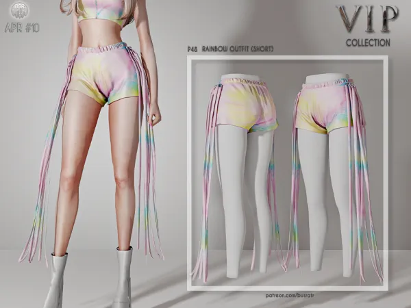 Alpha RAINBOW OUTFIT (SHORT) P48 tr by busra - The Sims 4 Custom Content