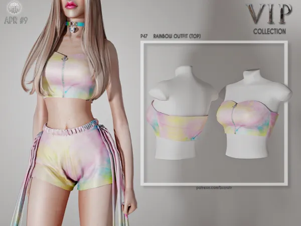 Alpha RAINBOW OUTFIT (TOP) P47 tr by busra - The Sims 4 Custom Content