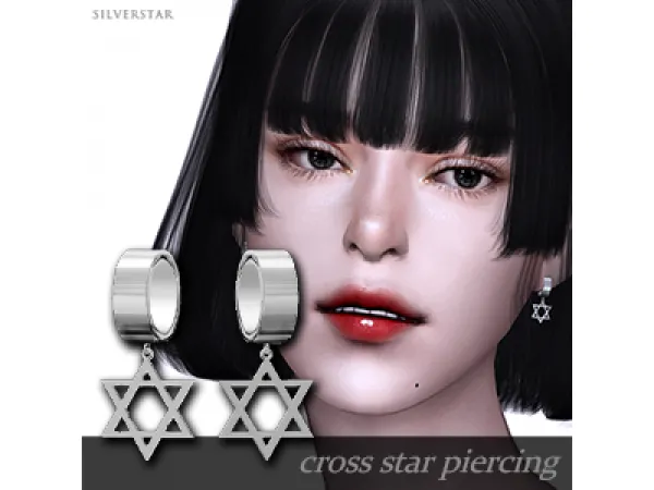 Alpha [Silverstar] cross star piercing by simsfinds - The Sims 4 Custom Content