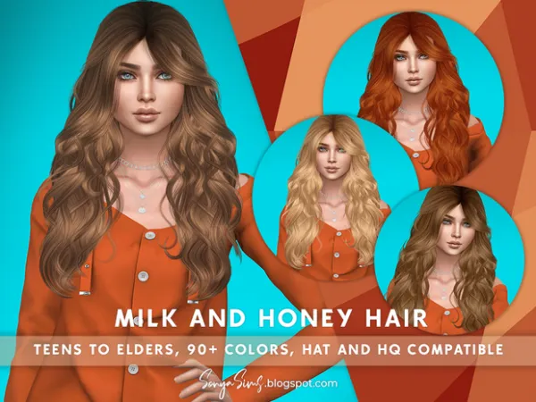 Alpha Milk And Honey Hair - The Sims 4 Custom Content