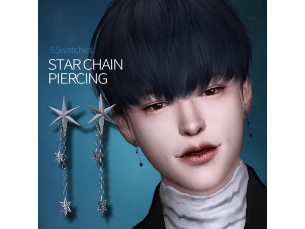 Alpha [Silverstar] star chain piercing - The Sims 4 Custom Content