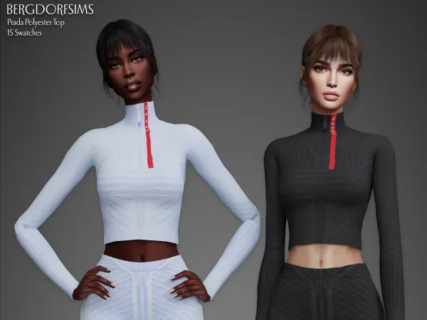 Alpha Prada Polyester Top by bergdorfsims - The Sims 4 Custom Content