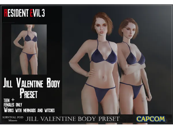 Mix imoto_RE3_Remake_Jill_Valentine_Body_Preset - The Sims 4 Custom Content