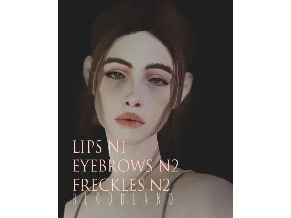 Alpha eyebrows lips freckles n3 by bloodlandp - The Sims 4 Custom Content