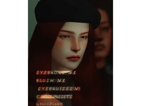Alpha Eye bruises N3 Eyebrows N1 Blush N1 5 nose presets by bloodland - The Sims 4 custom content