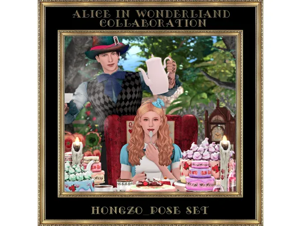 Alpha [hed] Alice unbirthday set part 2 by simsfinds - The Sims 4 Custom Content