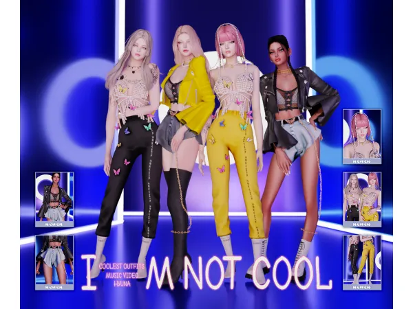 Alpha HyunA I'm not Cool MV outfits [뉴엔] by new_en092 - The Sims 4 Custom Content