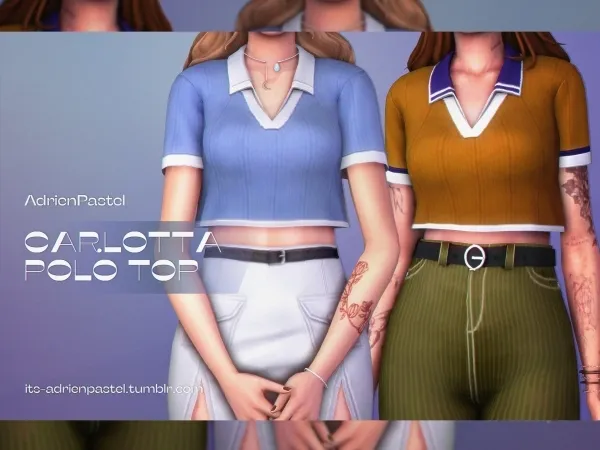 Maxis Match Carlotta Polo Top - The Sims 4 Custom Content