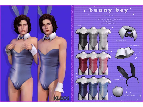 Alpha PEACH REWARD Bunny Boy Set by Kleos Sims - The Sims 4 Custom Content