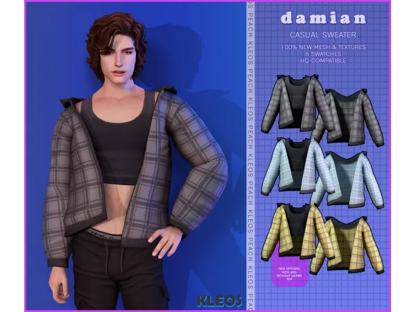 Maxis Match PEACH REWARD Damien Casual Sweater by Kleos Sims - The Sims 4 Custom Content