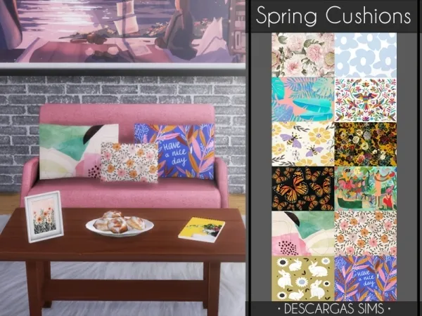 Alpha Spring Cushions - The Sims 4 Custom Content