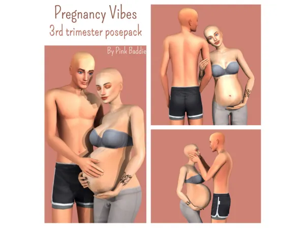 Mix Pregnancy Posepack 01 by Pink Baddie - The Sims 4 Custom Content