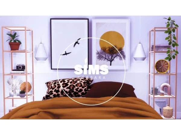 Mix Wall Art Prints Part 3 Bed Blanket Bed Pillows by Bárbara Sims - The Sims 4 Custom Content