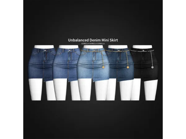 Alpha Unbalanced Denim Mini Skirt - The Sims 4 Custom Content