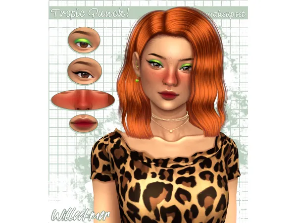 Maxis Match Tropic Punch makeup set by Willeekmer - The Sims 4 Custom Content