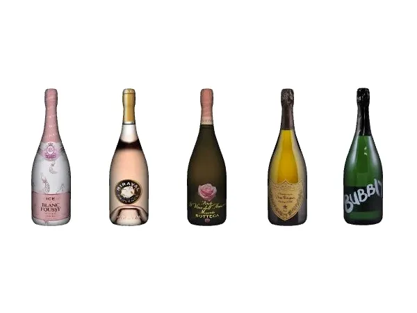Riekus wine and champagne bottles by Leosims