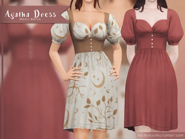 Maxis Match AGATHA DRESS - The Sims 4 Custom Content