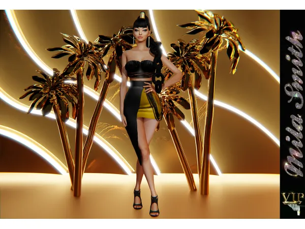 Alpha VIP 37 top skirt by simsfinds - The Sims 4 Custom Content