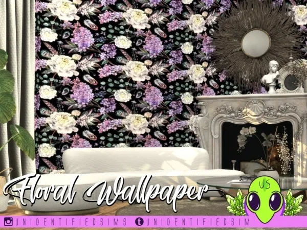 Alpha Floral Wallpaper - The Sims 4 Custom Content