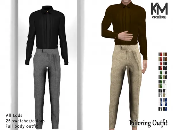 Alpha [KM] Tailoring Outfit - The Sims 4 Custom Content