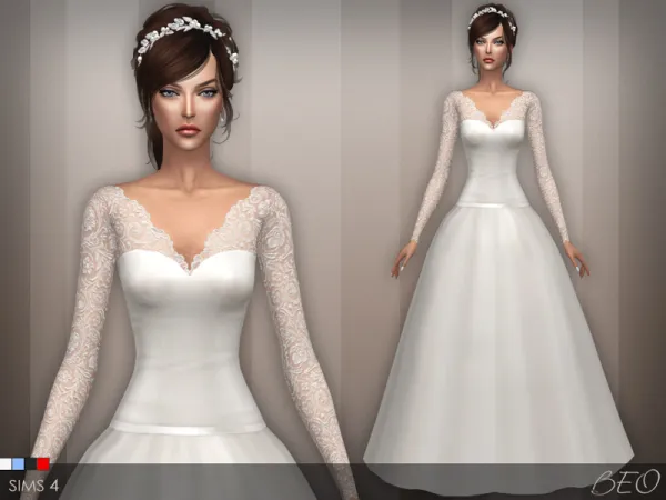 Maxis Match WEDDING DRESS 25 V2 by beocreations - The Sims 4 Custom Content