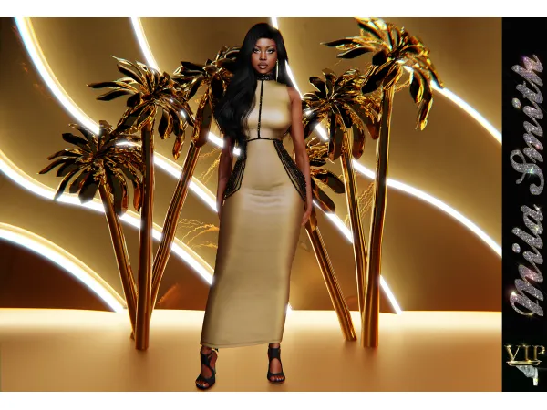 Alpha VIP 37 long dress by simsfinds - The Sims 4 Custom Content