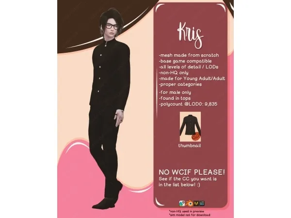 Alpha MD_ymTop_Kris - The Sims 4 Custom Content