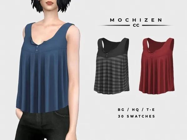 Alpha Mochizen Flowy Tank Top Rounded Vers by mochizen-cc - The Sims 4 custom content