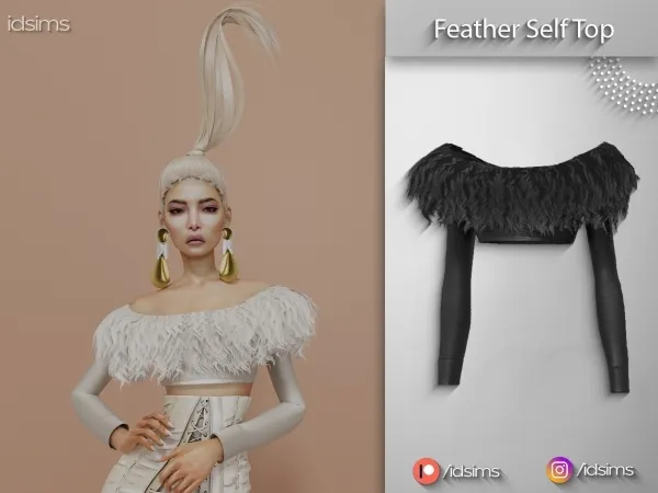 Alpha Feather Self Top by polygoncouture - The Sims 4 custom content